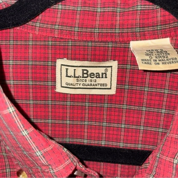 L.L. Bean Red Plaid Men's Button Down Shirt Large - Picture 3 of 7
